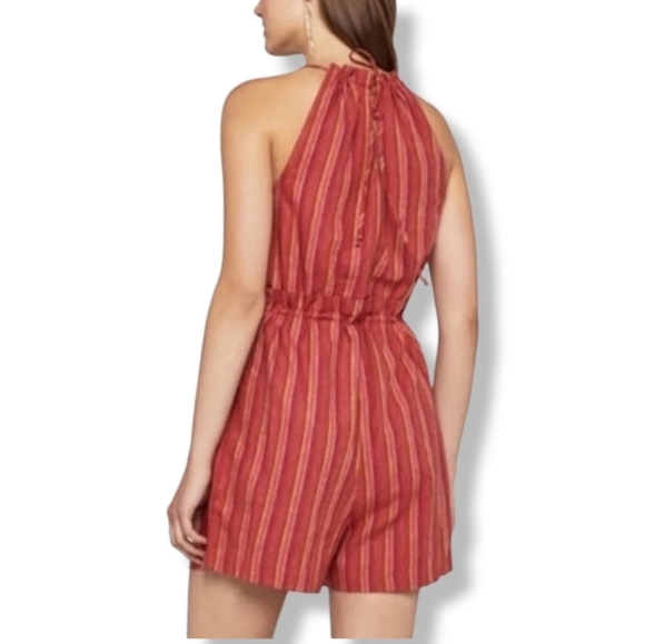 NWT BCBGeneration Striped Shorts Romper Linen Blend - Picture 2 of 7